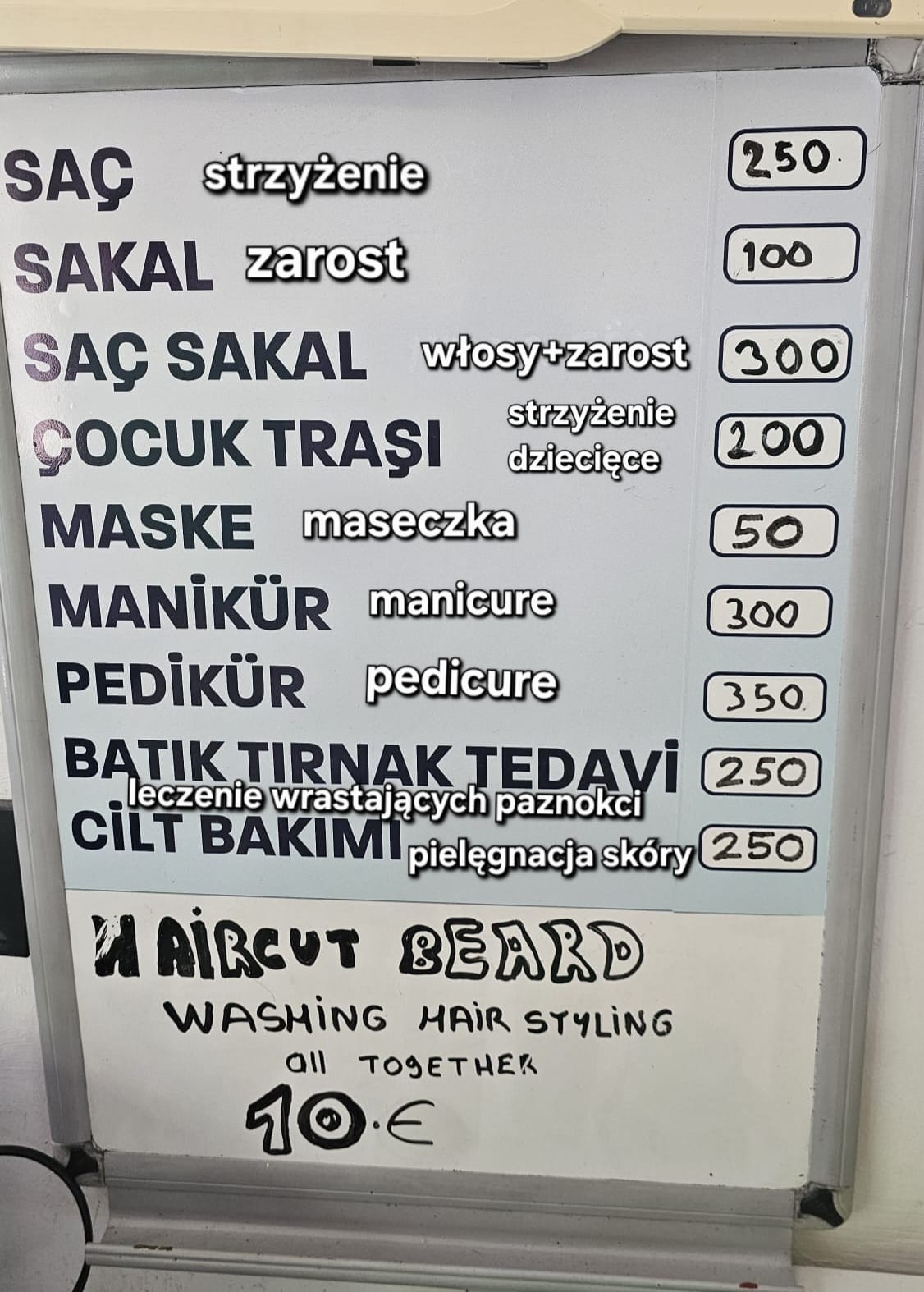 Barber cennik usług w Alanyi